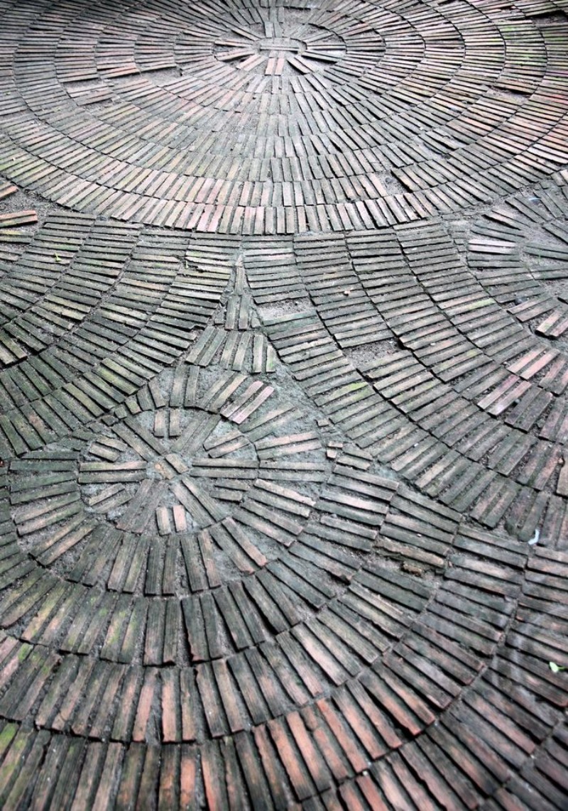 Picture of Brick walkway in the garden arranged