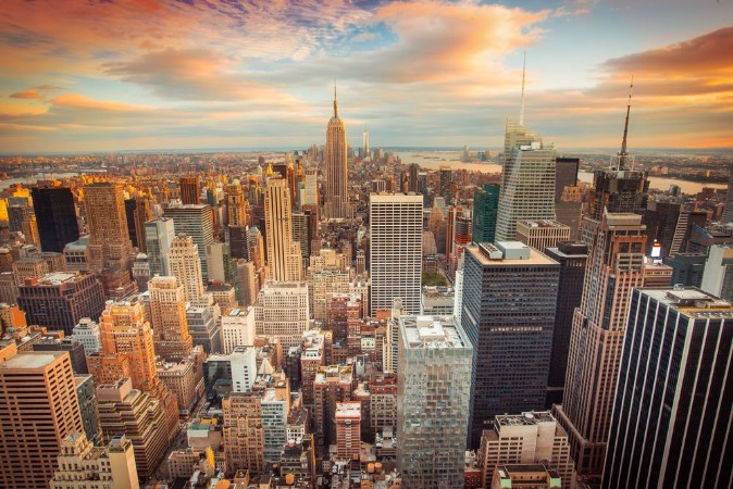 Picture of Sunset view of New York City looking over midtown Manhattan