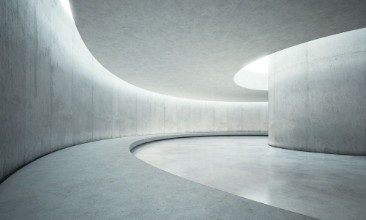 Ritratt ta’ Empty concrete open space interior with sunlight