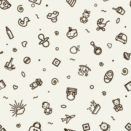 Seamless texture with icons - children photowallpaper Scandiwall