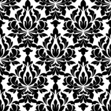 Image de Black colored floral arabesque seamless pattern