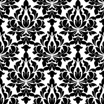 Picture of Black colored floral arabesque seamless pattern