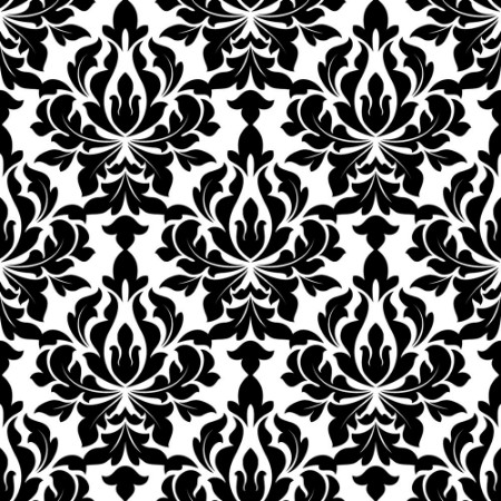 Picture of Black colored floral arabesque seamless pattern