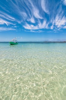 Image de Tropical sea and boat in Isla Mujeres Mexico