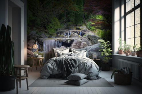 Image de Cascade waterfall in Japanese garden in Bonn