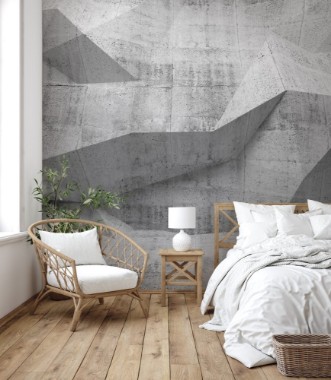 Picture of Abstract dark concrete 3d interior with polygonal pattern on the