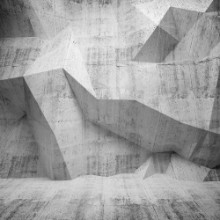 Kép Abstract concrete 3d interior with polygonal pattern on the wall