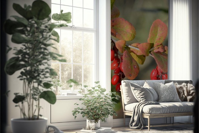 Picture of Branch of a barberry ordinary Berberis vulgaris L with berrie