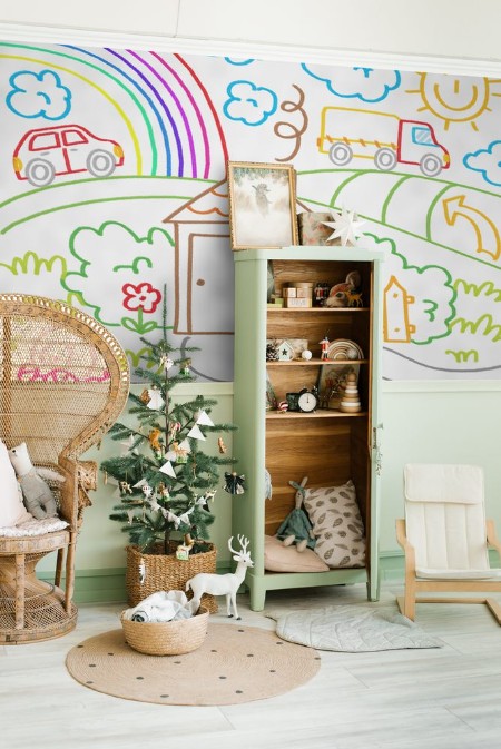 Picture of Childrens drawings of kids animals nature objects