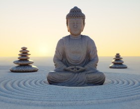 Image de Abendstimmung mit Buddha-Statue