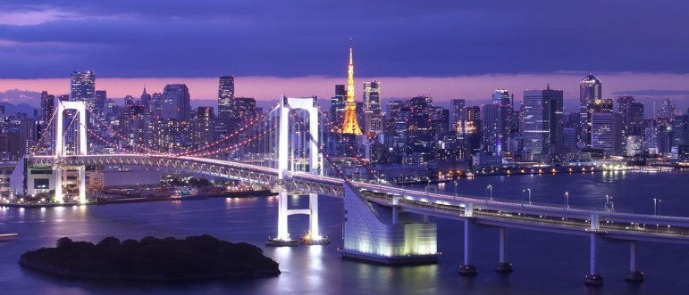 Picture of View of Tokyo Bay  Rainbow bridge and Tokyo Tower landmark
