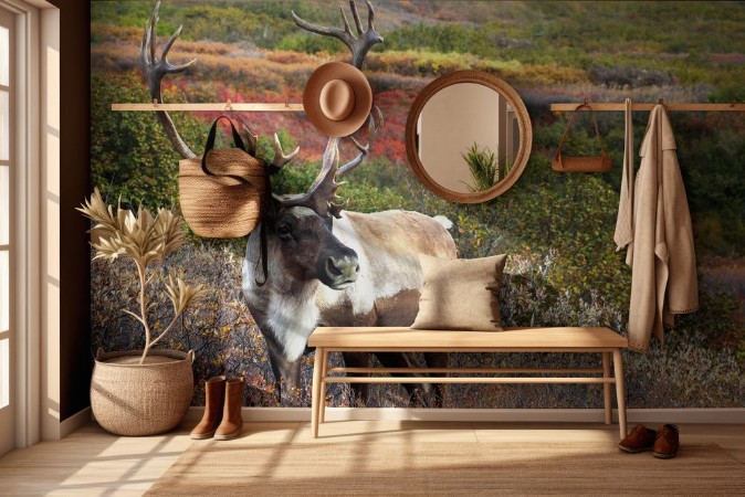 Picture of Male Caribou on Fall Tundra Alaska Range