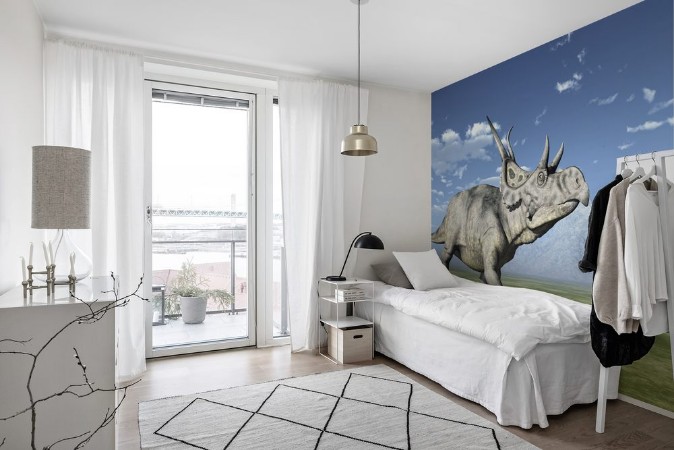 Ritratt ta’ The Dinosaurs Diabloceratops and Mamenchisaurus