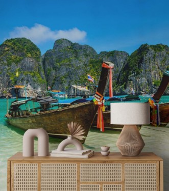 Image de Long-tail boats in Maya Bay Andaman sea Thailand South Asia