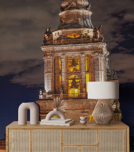 Picture of Metropolitan Cathedral Steeple Bells Statues Zocalo Mexico City