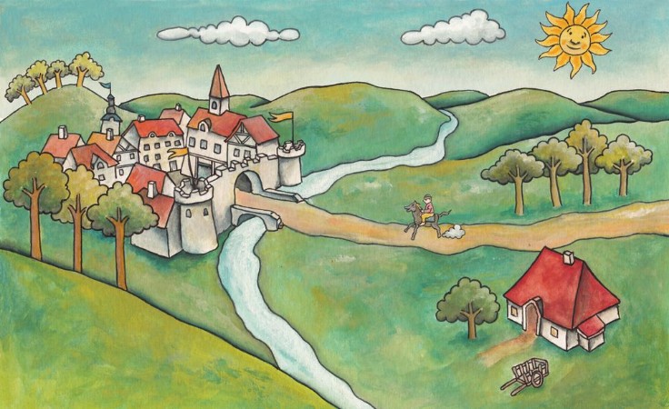 Picture of Landscape with Castle A rider arrives riding a medieval castle