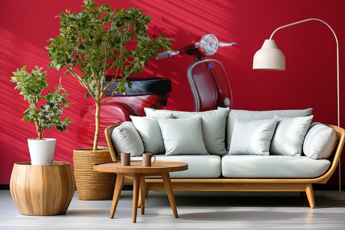 Afbeeldingen van Scooter antguo rojo aislado en rojo