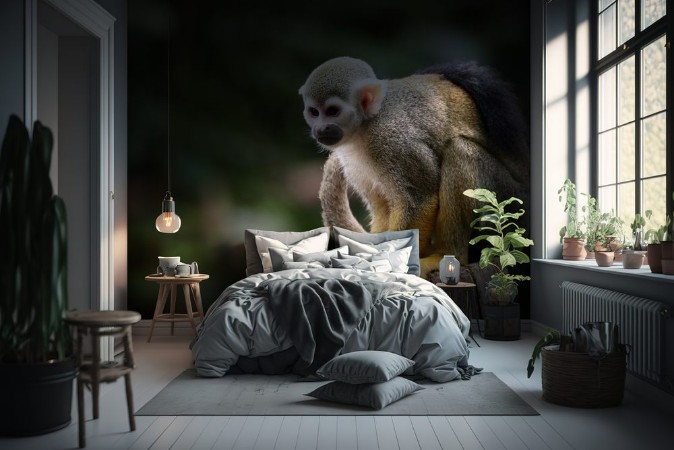 Picture of Squirrel Monkey on Stump