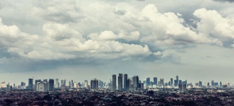 Picture of Jakarta city view with Kampung in foreground