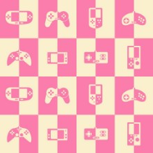Picture of Seamless background with game consoles for your design