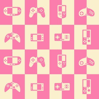 Picture of Seamless background with game consoles for your design