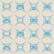 Picture of Seamless background with game consoles for your design