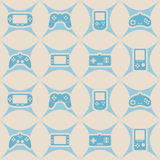 Picture of Seamless background with game consoles for your design