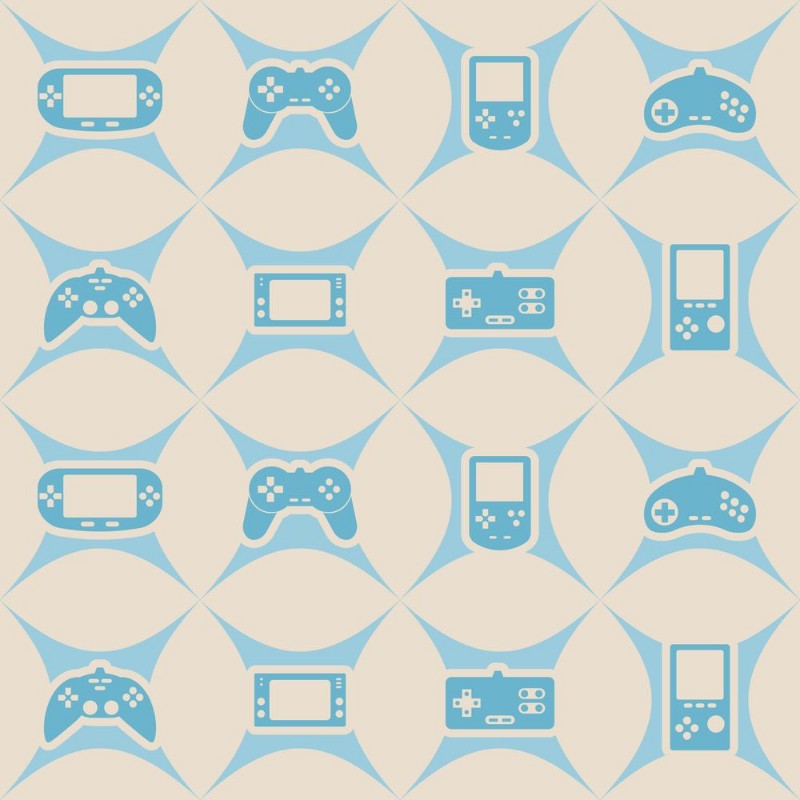 Picture of Seamless background with game consoles for your design