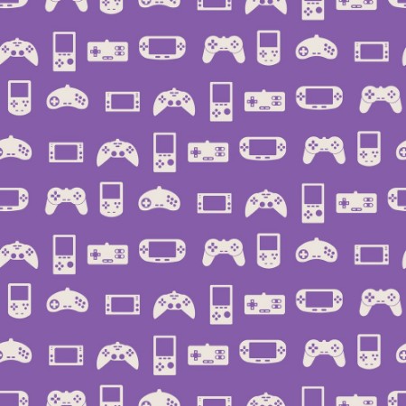 Afbeeldingen van Seamless background with game consoles for your design