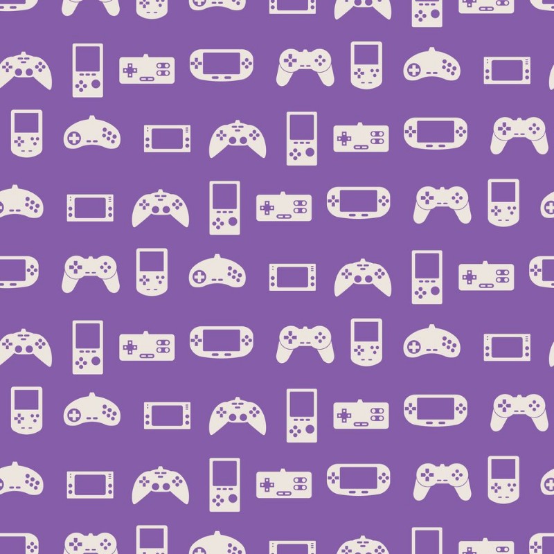Afbeeldingen van Seamless background with game consoles for your design
