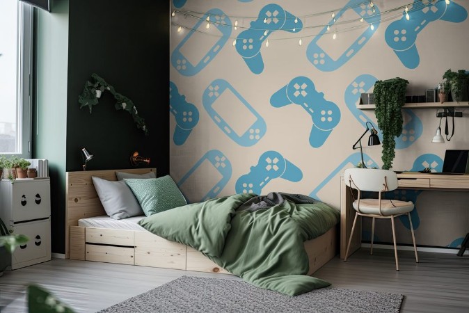 Imagem de Seamless background with game consoles for your design