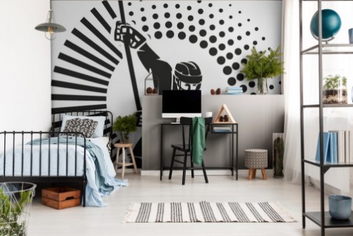 Kép Hockey playerIllustration in the engraving style