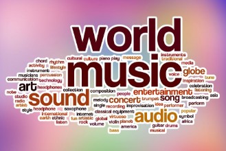 Kép World music word cloud with abstract background