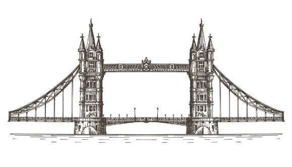 England London the bridge on a white background sketch photowallpaper Scandiwall