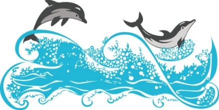 Picture of Dolphins jumping in waves