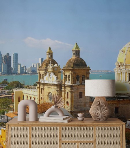 Afbeeldingen van Historic center of Cartagena Colombia with the Caribbean Sea