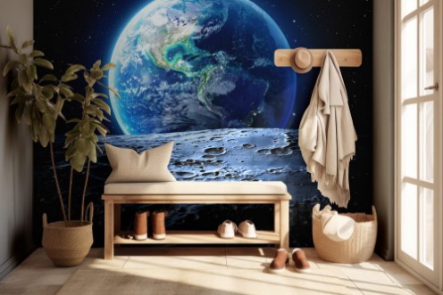 Picture of Blue earth view from moon surface - Usa