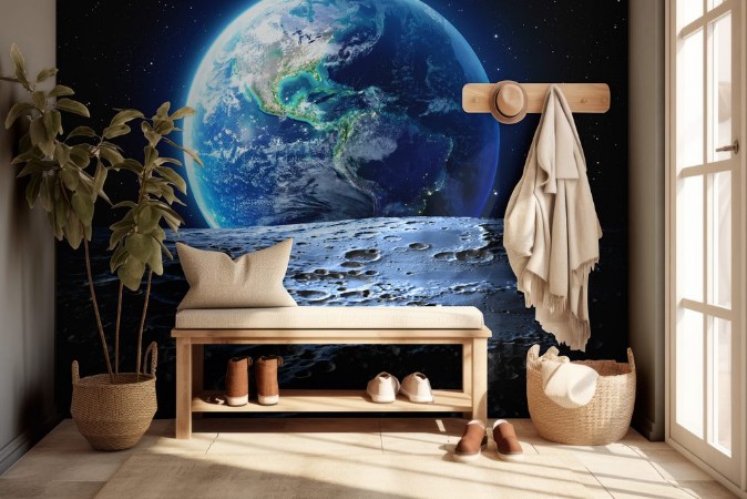 Picture of Blue earth view from moon surface - Usa