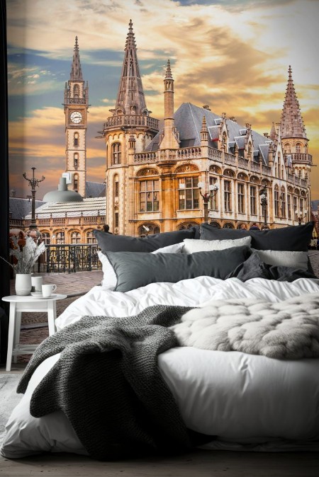 Afbeeldingen van Beutiful medieval Gent over sunset Belgium