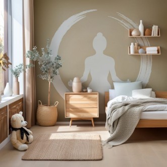 Image de Vector Woman Doing Yoga with Zen Circle