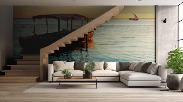 Image de Wooden boat on water at sunset Zanzibar island