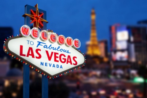 Picture of LAS VEGAS - MAY 12  Welcome to fabulous Las Vegas neon sign wit