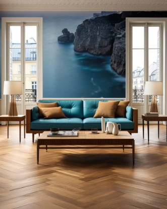 Picture of Anochecer desde acantilado con faro iluminando