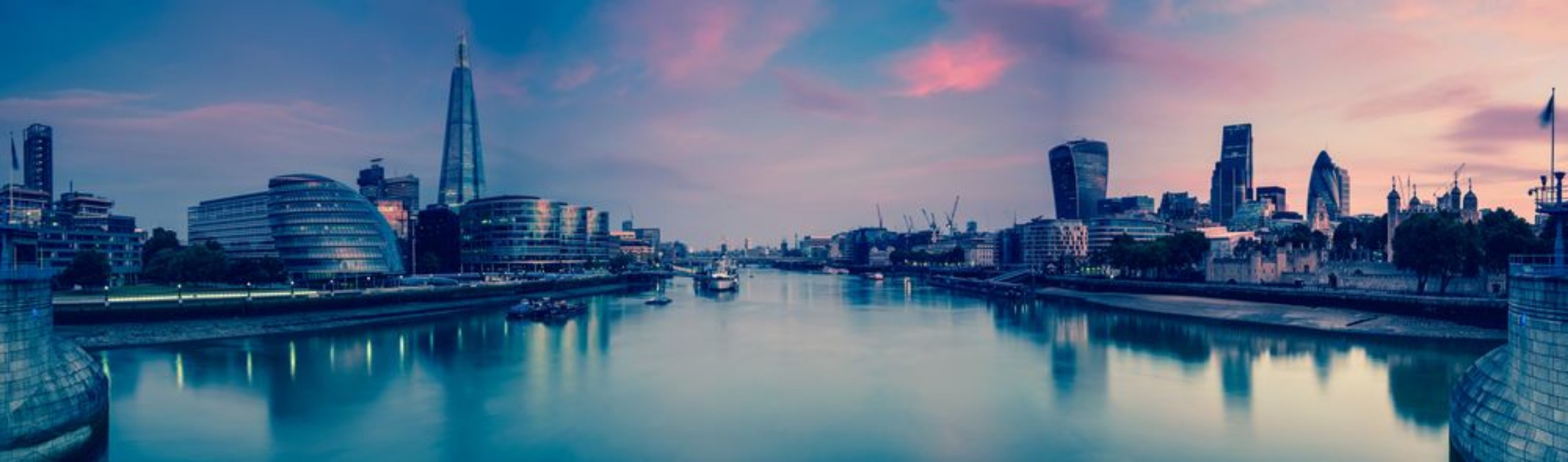 Picture of Panoramic view on London and Thames at twilight from Tower Brid