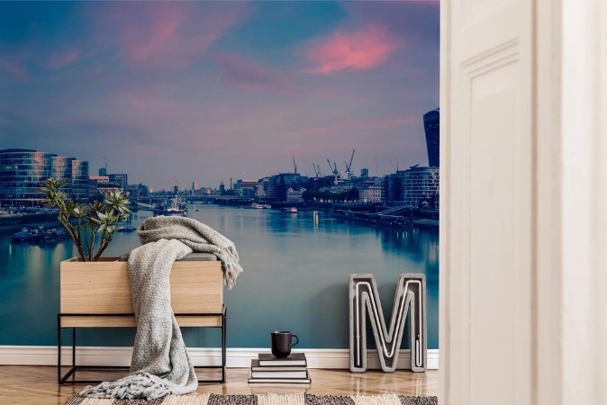 Picture of Panoramic view on London and Thames at twilight from Tower Brid