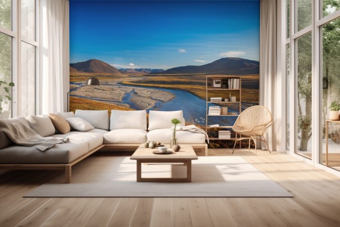 Picture of Colorful autumn tundra and river Amguema Arctic Circle Russia