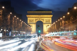 Picture of Arc De Triomphe and light trails Paris