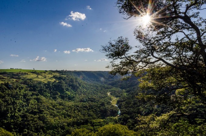Slika Wasserfall Cachoeira dos Quatis Abendstimmung