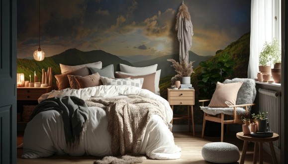 Bild på Mountains and flowers