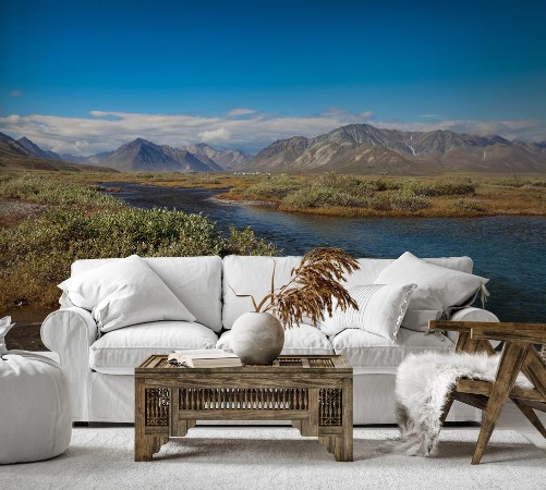 Imagem de Colorful tundra in front of the river and mountains Russia